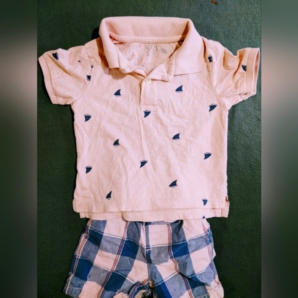 Baby 18-24 months‎ sailboat polo and children's place pink navy stripe shorts